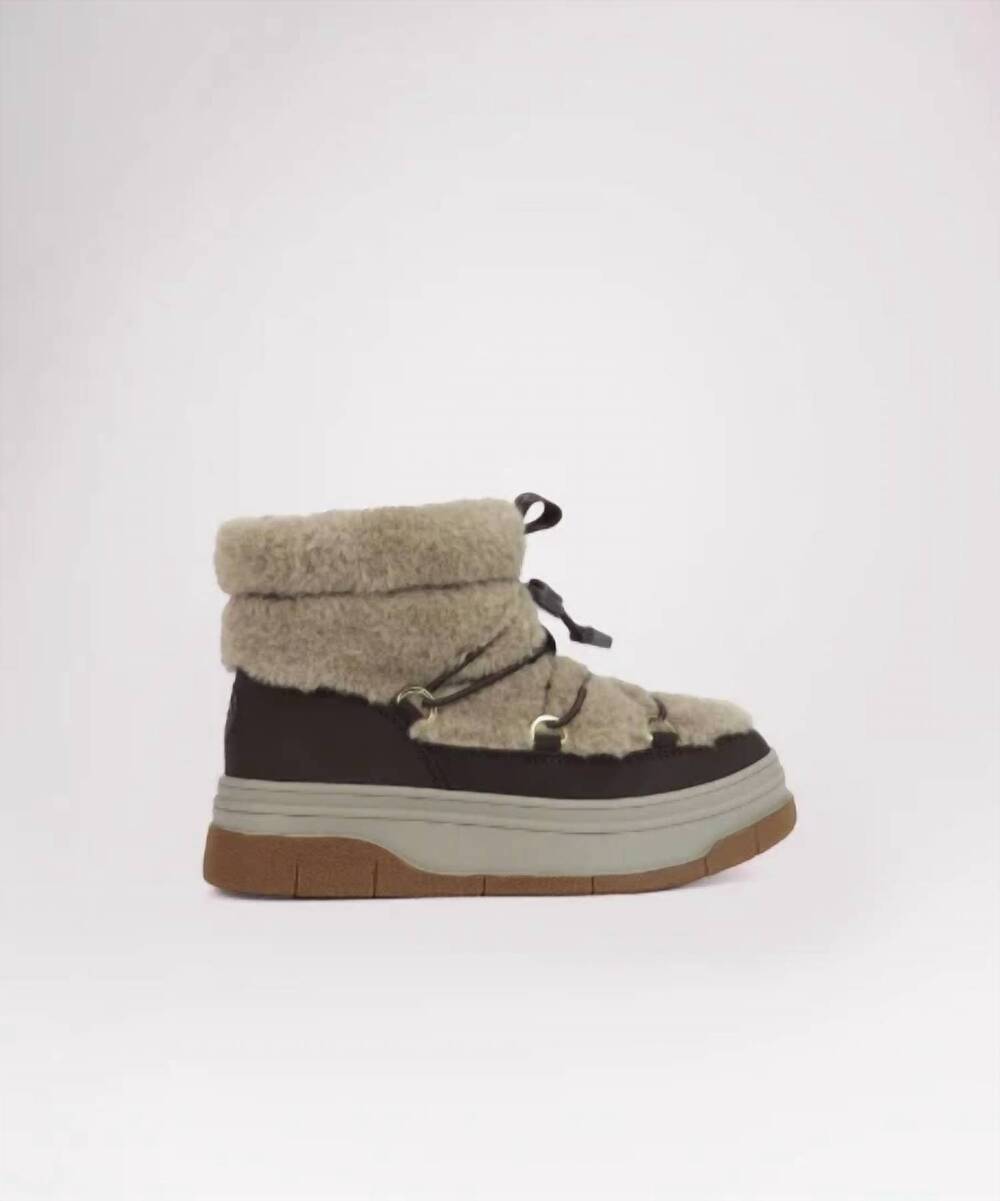 NEW PAJAR women's janie borg snow boot in dark brown/taupe